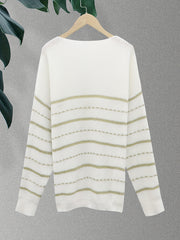 Striped V Neck Sweater Long Sleeve