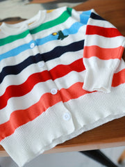 Stripe Print Boys Pullover Sweater Long Sleeve Crew Neck Top