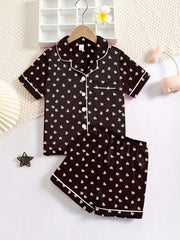 Girls Short Sleeve Satin Pajama Set