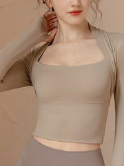Slimming Long Sleeves Sports Top with Chest Pads
