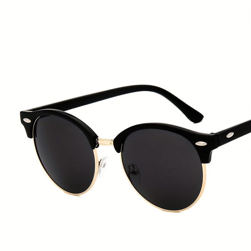 Men's Half Frame Sunglasses Metal Rice Nail