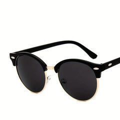 Men's Half Frame Sunglasses Metal Rice Nail