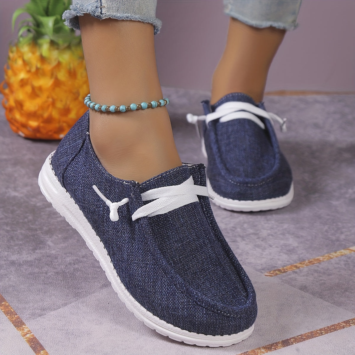 Women's Canvas Lace Up Sneakers Lightweight Shoes