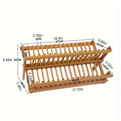 2 Tier Bamboo Dish Drying Rack Collapsible Foldable Kitchen Plate Drainer