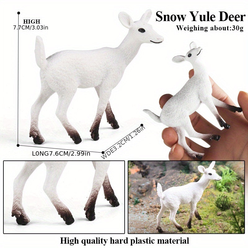 Christmas Snow Tail Deer Wild Forest Jungle Animal Model Set