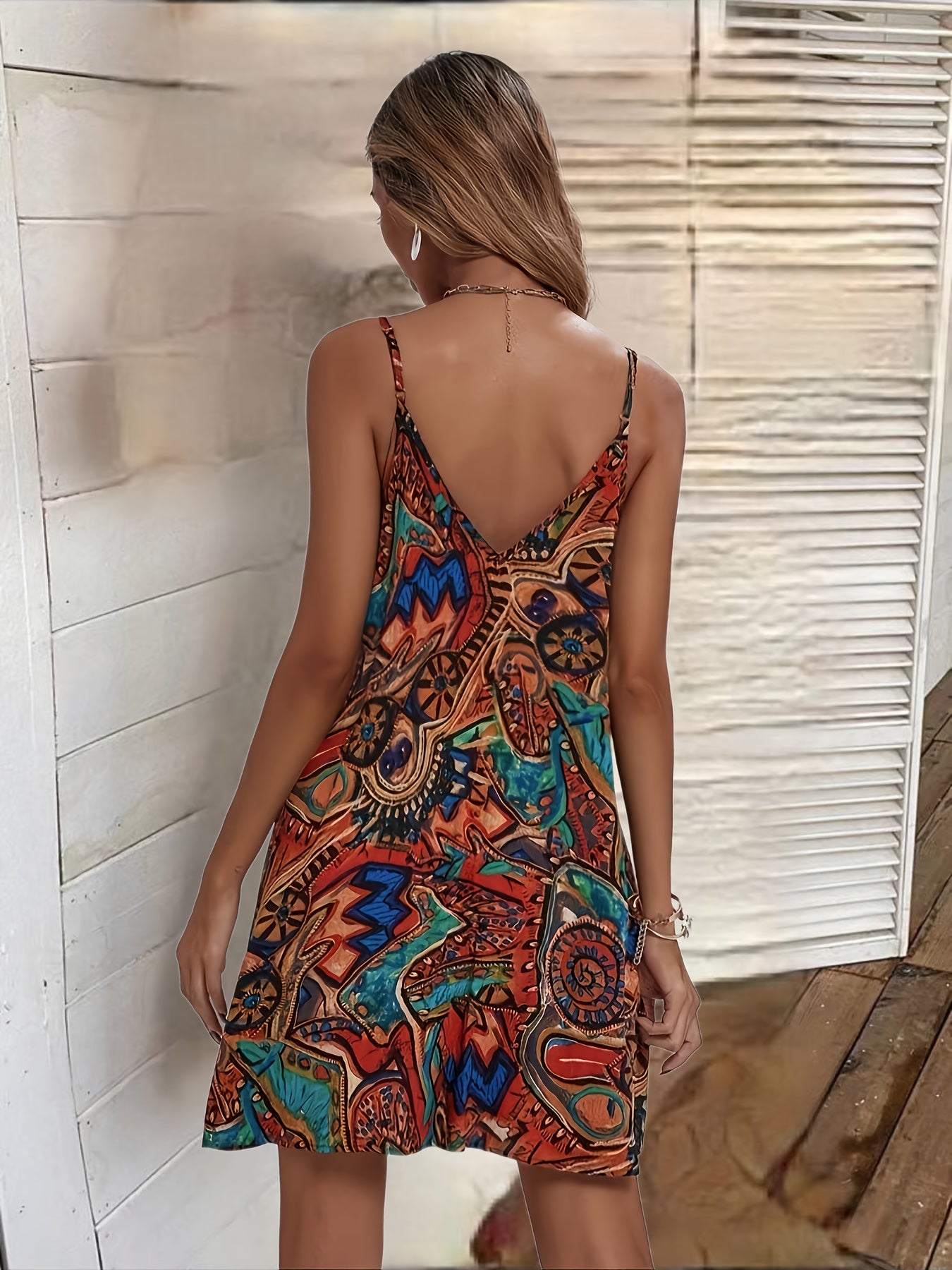 Sleeveless V Neck Casual Dress For Spring & Summer