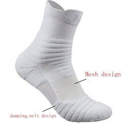 3pairs Thickened Mid calf Basketball Socks Men's Cotton Anti odor Sports Socks