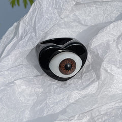 Colorful Love Heart Evil Eye Ring for Women