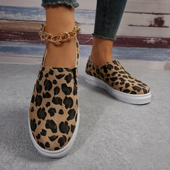 Leopard Print Flat Shoes Slip On Loafers Lightweight Walking Shoes