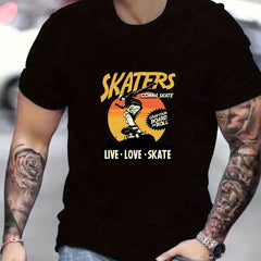 Skater Boy Graphic Crew Neck T-shirt for Men