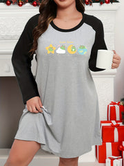 Frog Graphic Raglan Sleeve Stretch Nightdress
