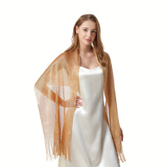 Long Tassel Sparkly Metallic Shawl Wrap Evening Party Wedding Scarf