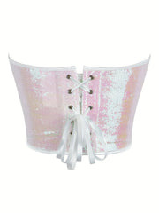 Sequin Strapless Corset Bustier Tummy Control Lace Up Slimmer Body Shaper