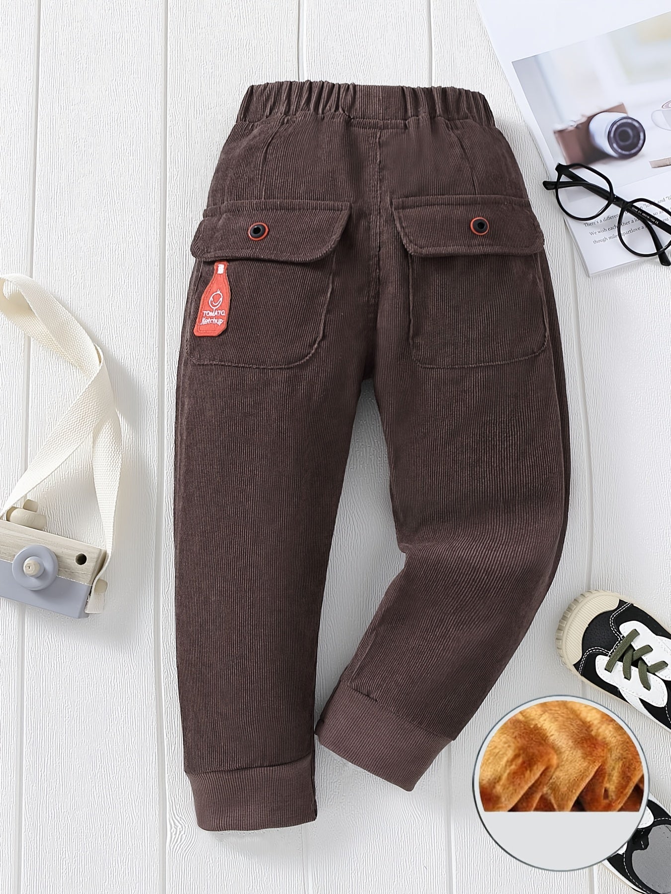 Boys Fleece Warm Winter Trousers Elastic Waist Pants