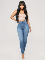 High Waist Skinny Jeans High Rise Slim Fit Denim Pants