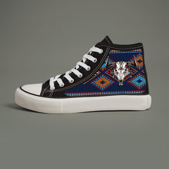 Vintage Cow Print Flat Heighten Chunky Canvas Sneakers