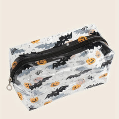 Halloween Pumpkin & Bat Print Cosmetic Bag