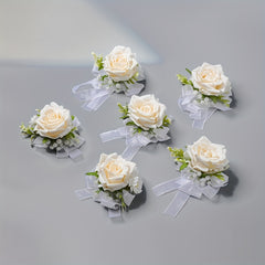 Bridal Wristlet Bouquet Artificial Roses and 'S Breath Ribbon Decoration