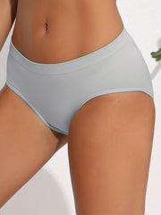 3pcs Seamless Solid Briefs Comfy & Breathable Stretchy Intimates Panties