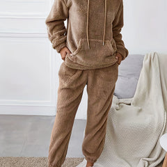 Solid Fuzzy Fleece Hoodie & Joggers Set