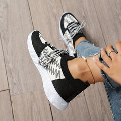Women's Knit Sock Sneakers Breathable Mesh Lace Up Slip On Sports Shoes