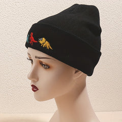Dinosaur Embroidery Children's Knitted Hat Unisex Autumn Winter