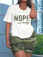 Camo Print Top & Shorts Set