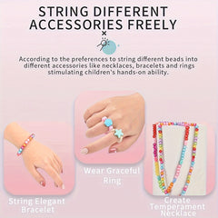 Kids DIY Beaded Bracelet Making Kit Rainbow Shell Letter Beads Elastic Rope