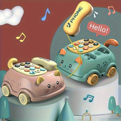Cat Car Phone Toy with Music & Lights for Toddlers