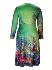 Floral Print Long Sleeve Casual Dress