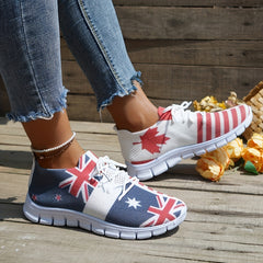 Women's Flag Pattern Sock Shoes Knitted Slip On Sneakers