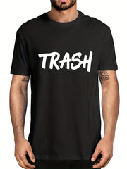 Men's Trash Print T shirt Casual Breathable Tee Men's Clothing