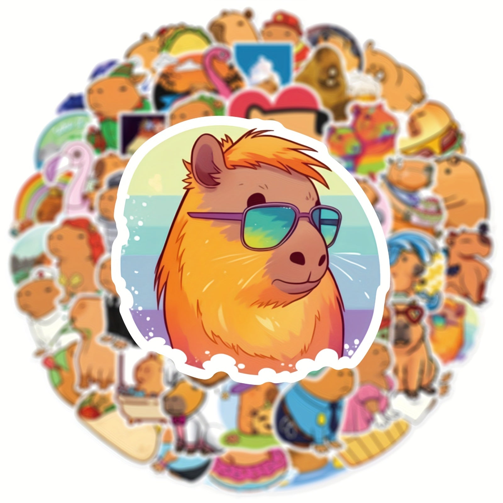 50pcs Cartoon Capybara Series Sticker Waterproof Decoration DIY Creative Sticker