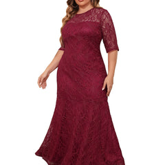Floral Print Mesh Sleeve Maxi Dress Plus Size