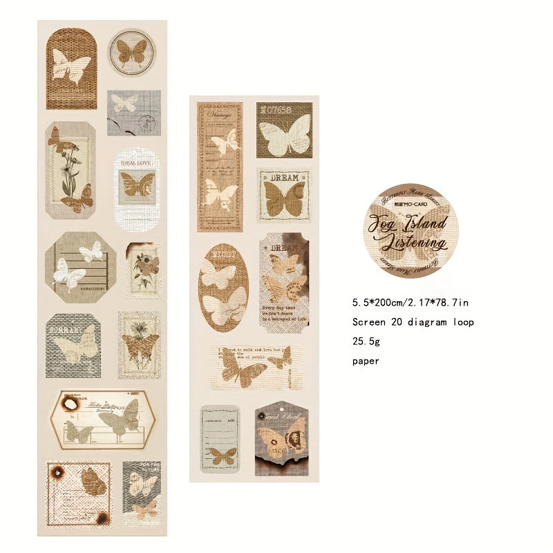 European Style Retro Butterfly Rows Washi Tape 20 Patterns DIY Decorative