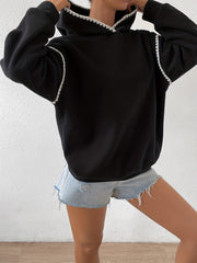 Solid Drop Shoulder Hoodie Casual Long Sleeve Hoodies Sweatshirt
