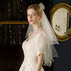 Short 2 Tiers Bridal Wedding Veil with Comb Head Accessories