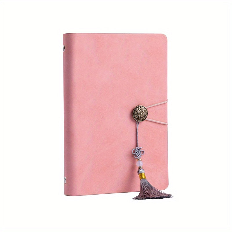 A5 Leather Loose Leaf Book with 200 Pages Tassel Pendant
