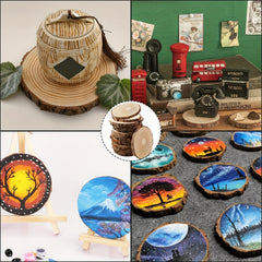 10pcs Natural Wood 7.98-9 Unfinished Round Art Thick Wood Pieces