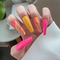 24 Pcs Matte Pink Yellow Fingernail File Jelly Glue
