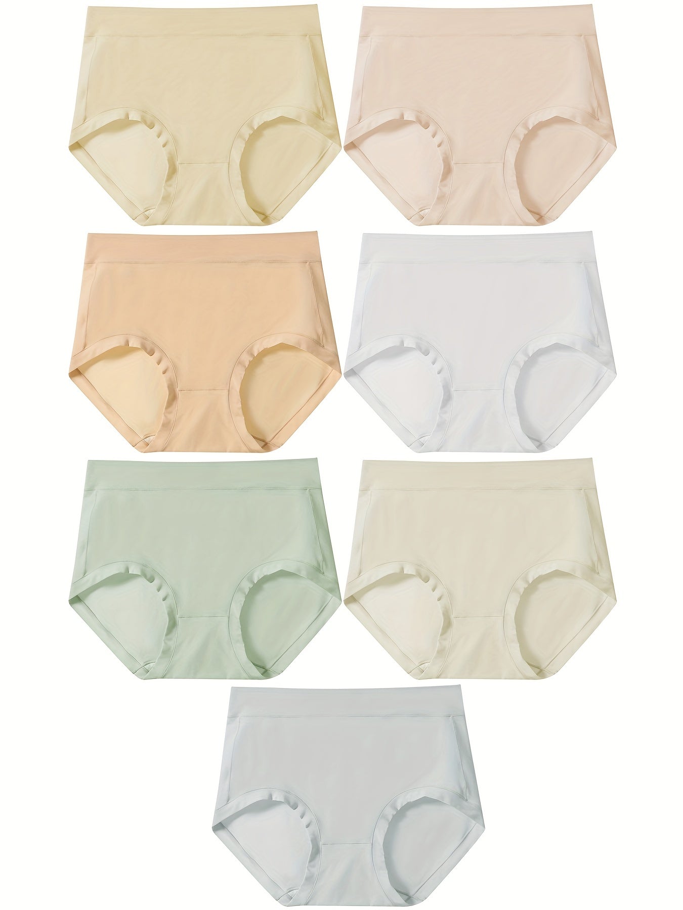 7pcs Solid Briefs Mid Rise Stretchy Panties