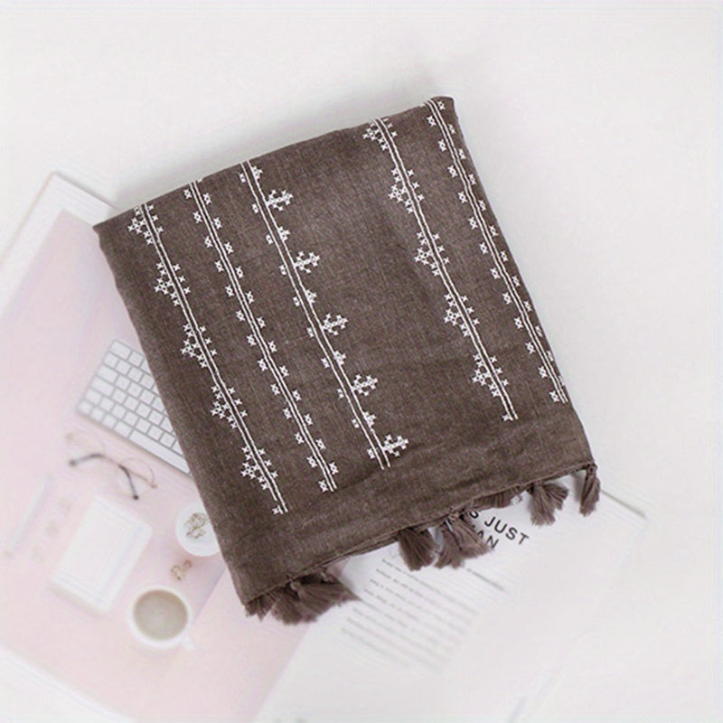 Polyester Print Tassel Scarf Casual Accessories