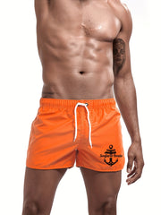 Men's Anchor Print Swim Shorts with Drawstring