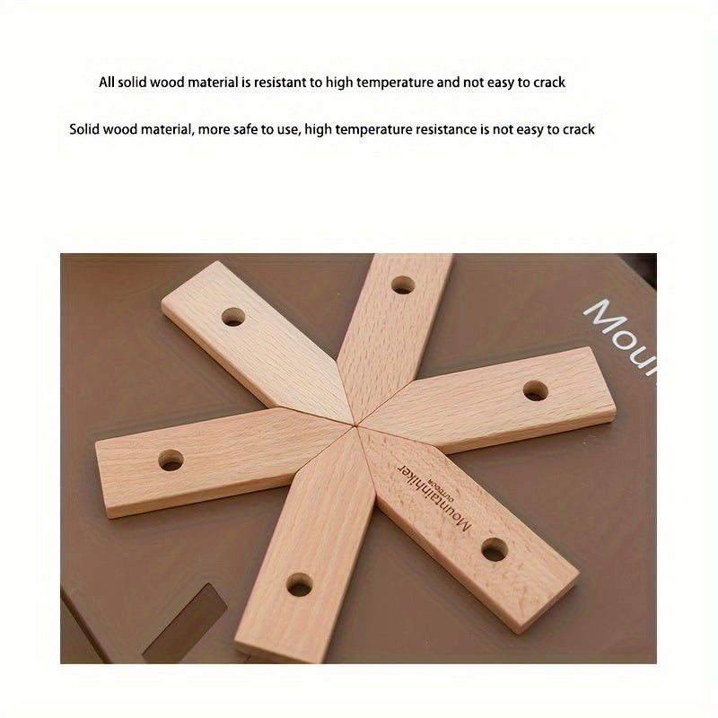 Snowflake Mat Anti scalding Pot Mat Outdoor Beech Wood Camping Picnic