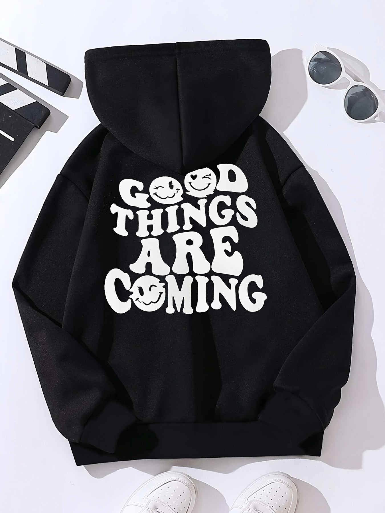 Girls Hoodie Butterfly Letter Print Long Sleeve Sweatshirt Pullovers
