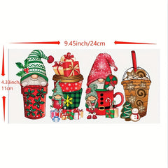 8pcs Christmas 3D UV DTF Stickers for 16oz Cup Packaging DIY Self Adhesive
