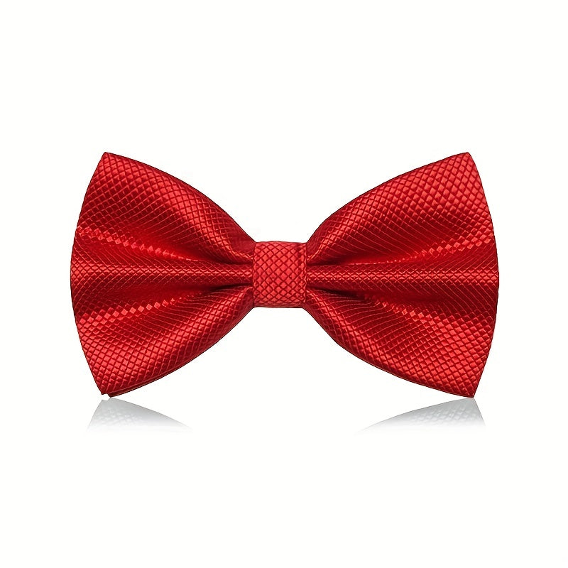 Men's Wine Red Plaid Business Wedding Bow Tie