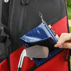 Colorful Golf Ball Cleaning Towel w/ Retractable Key Chain & Tee