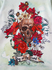 Floral & Skull Print Kid's Pullover Long Sleeve Top for Fall