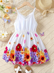 Girls Boho Floral Sleeveless Cami Dress for Summer